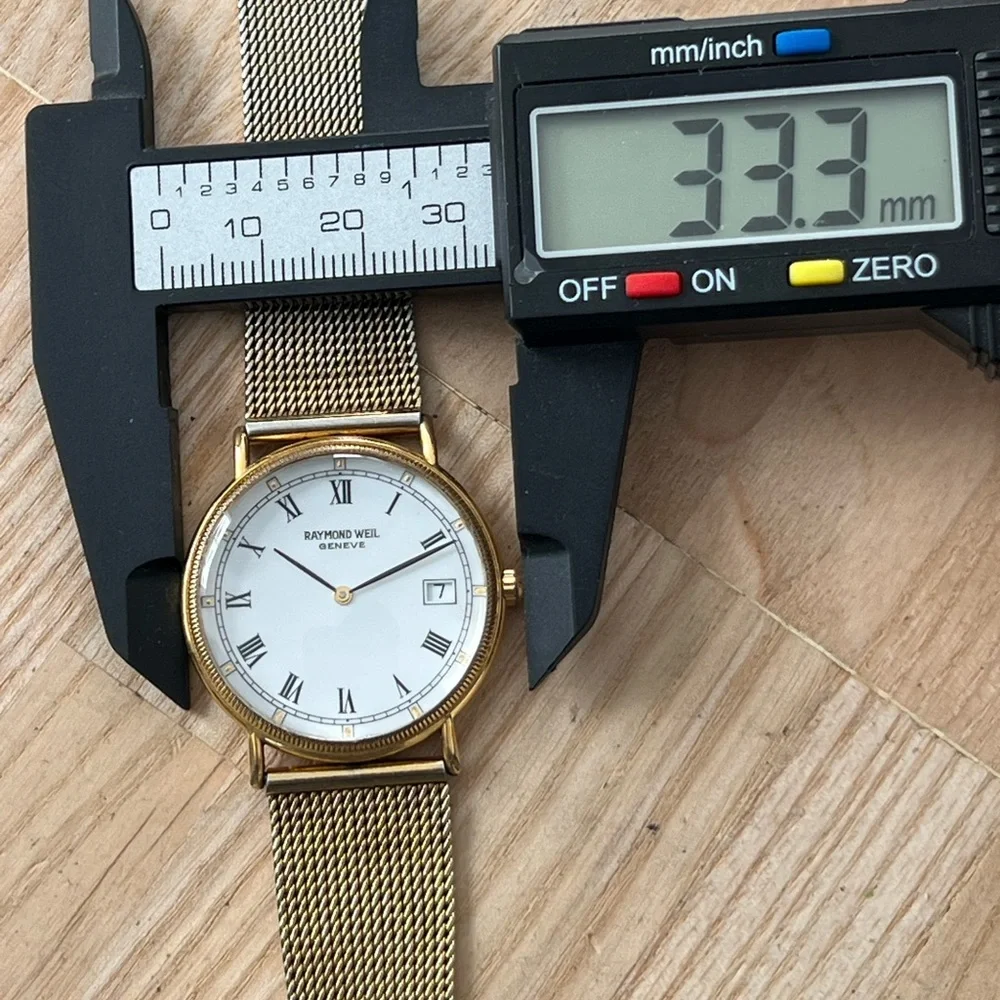 Raymond Weil 18K Gold Pl Luxury Watch White Dial Gold Case Gold-Tone Bracelet